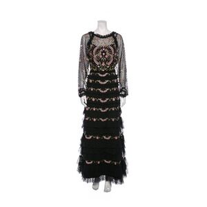 Mac Duggal Romantic Whimsigoth 8030 Floral Mesh Long Sleeve Gown‎ $798 Size 8